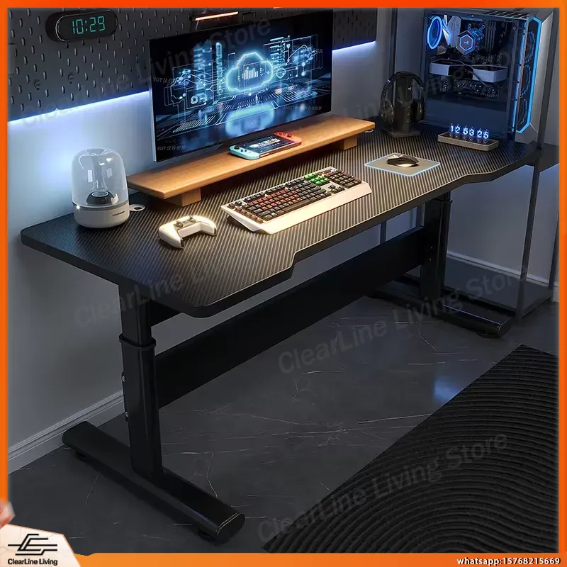 Esports Gaming Setup - 高さ調節可能な電動スタンディングゲーミングデスク、eスポーツPCセットアップ、ライブストリーミングワークステーション、人間工学に基づいたコンピューターデスク付き