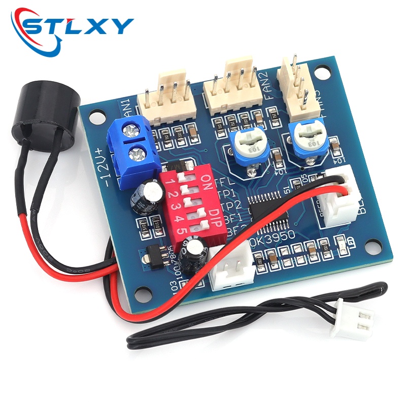 Esports Gaming Fan - Stlxy 12V 5A PWM PC CPUファン温度制御速度コントローラーボード（プローブ＆ブザー付き）