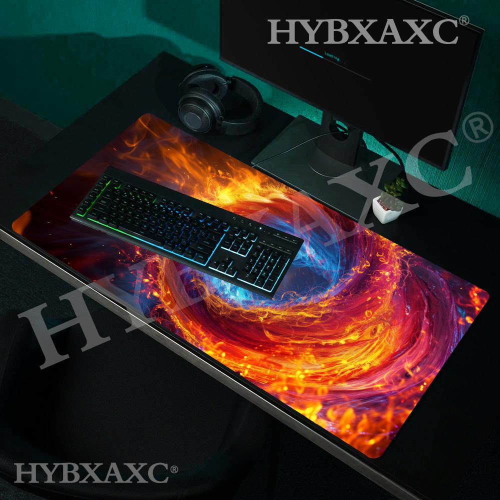 Esports Gaming Free Fire - HYBXAXC ファイアイスボルテックス抽象マウスパッド、カラフルスワールゲーミングデスクマット、防水滑り止め、クールXXLマウスパッド（eスポーツ用）