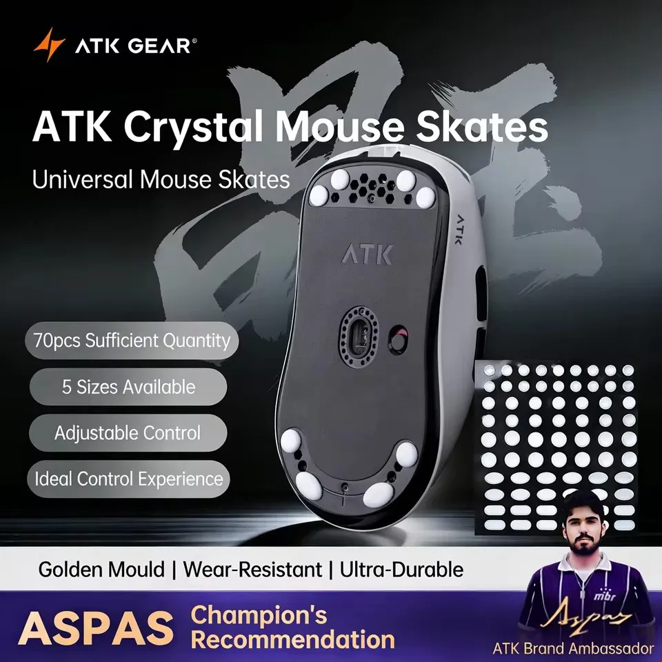ATK クリスタルジェイド マウススケート 100% PTF - Esports Gaming Pcs のレビューと価格