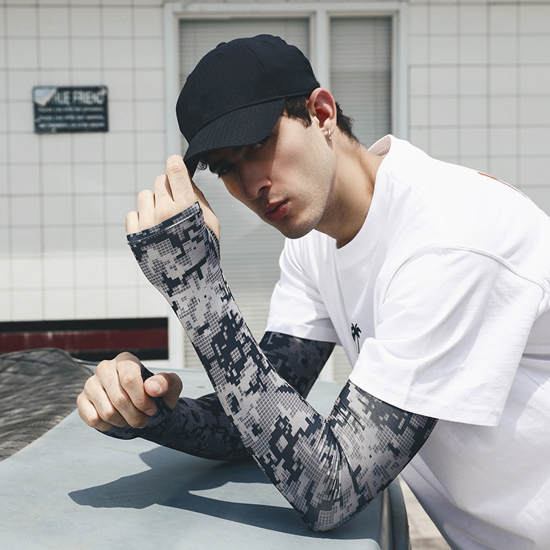 Uv ソーラーアームスリーブ男性夏迷彩アイスシルク長袖屋外釣 - Esports Gaming Arm Sleeve のレビューと価格